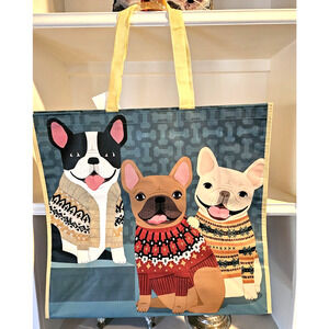 4 Pack Frenchie French Bulldogs Reusable Shopping Bags Home Goods